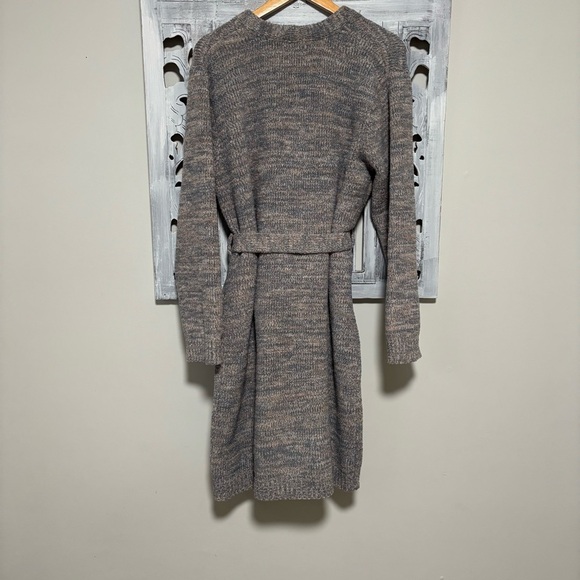 BAREFOOT DREAMS Cozy Chic Heather Pink Clay Gray Marled Tie Midi Robe NWT - Picture 6 of 13